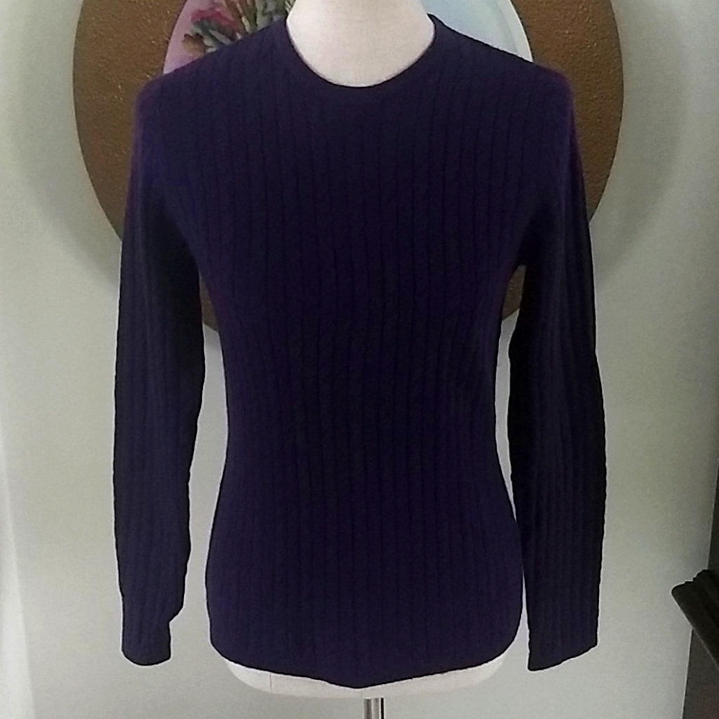 Lands' End 100% Cashmere Purple Sweater S